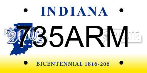 735ARM Indiana License Plate