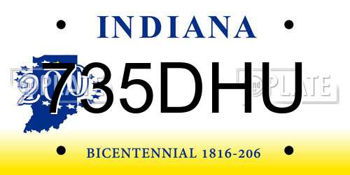 735DHU Indiana License Plate