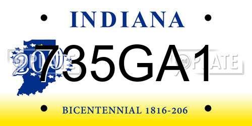 735GA1 Indiana License Plate