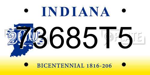 73685T5 Indiana License Plate