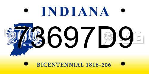 73697D9 Indiana License Plate