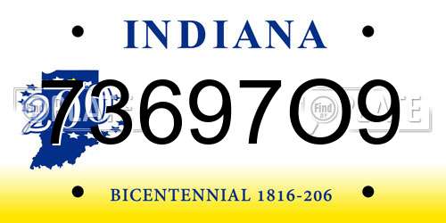 73697O9 Indiana License Plate