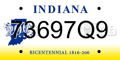 73697Q9 Indiana License Plate