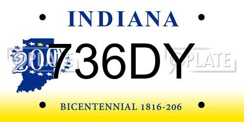 736DY Indiana License Plate
