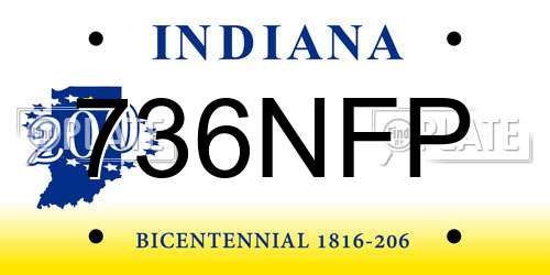 736NFP Indiana License Plate