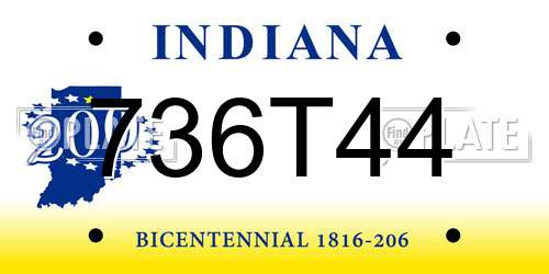 736T44 Indiana License Plate