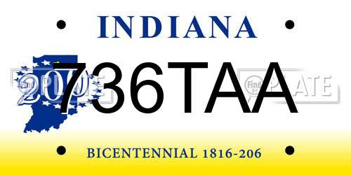 736TAA Indiana License Plate