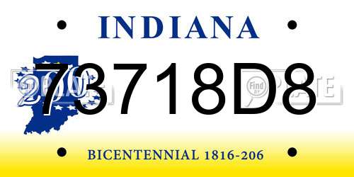 73718D8 Indiana License Plate