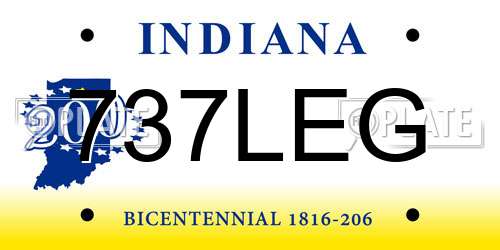737LEG Indiana License Plate
