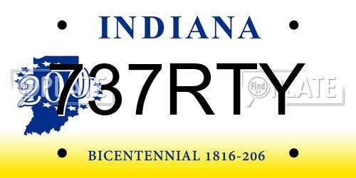 737RTY Indiana License Plate