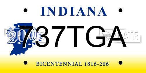 737TGA Indiana License Plate