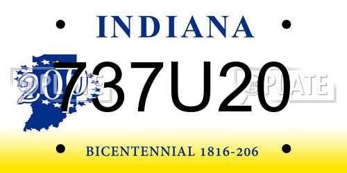 737U20 Indiana License Plate