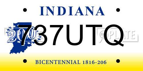737UTQ Indiana License Plate