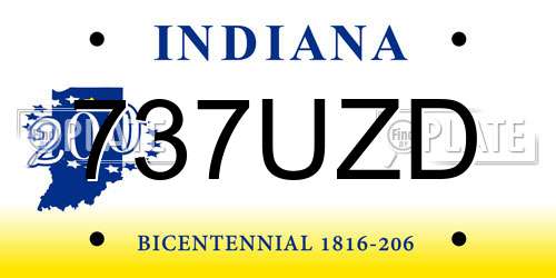 737UZD Indiana License Plate