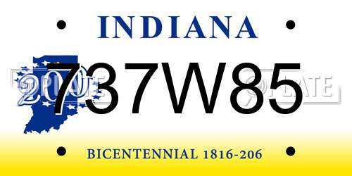 737W85 Indiana License Plate