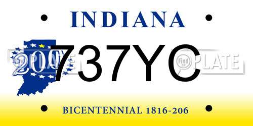 737YC Indiana License Plate