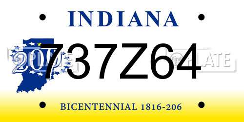 737Z64 Indiana License Plate