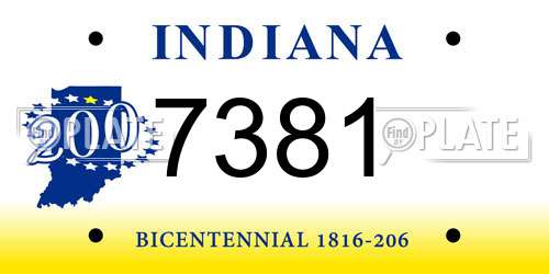 7381 Indiana License Plate