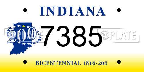 7385 Indiana License Plate