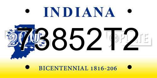 73852T2 Indiana License Plate