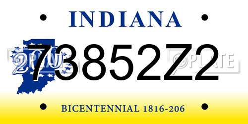73852Z2 Indiana License Plate