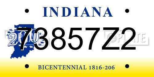 73857Z2 Indiana License Plate