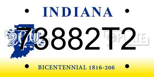 73882T2 Indiana License Plate