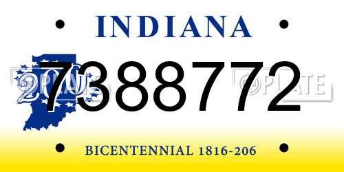 7388772 Indiana License Plate