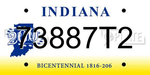 73887T2 Indiana License Plate