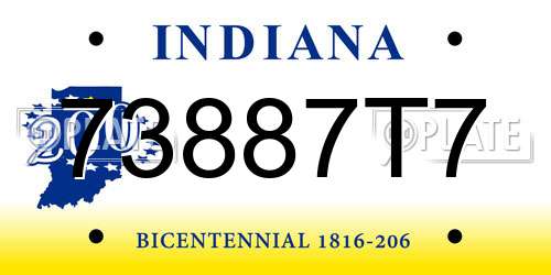 73887T7 Indiana License Plate