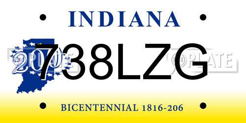 738LZG Indiana License Plate