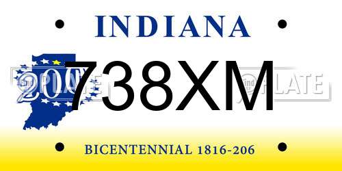 738XM Indiana License Plate