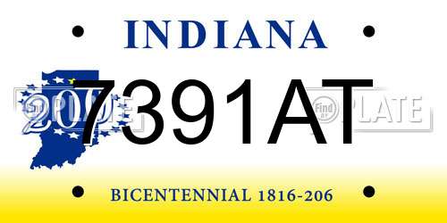 7391AT Indiana License Plate