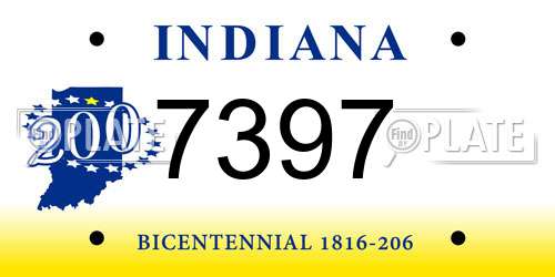 7397 Indiana License Plate
