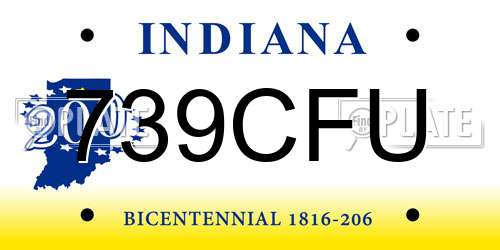 739CFU Indiana License Plate