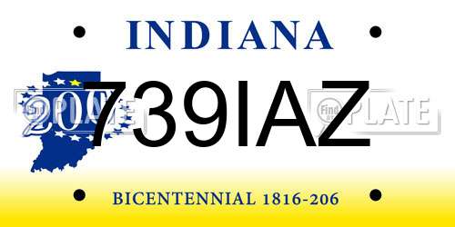 739IAZ Indiana License Plate