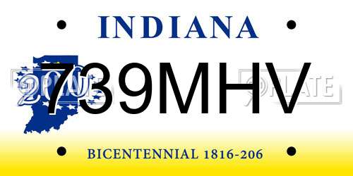 739MHV Indiana License Plate