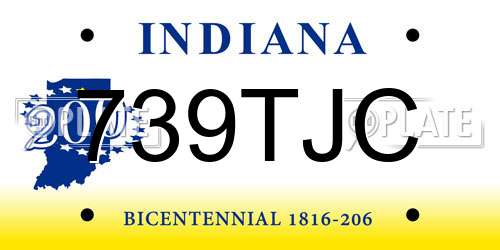 739TJC Indiana License Plate