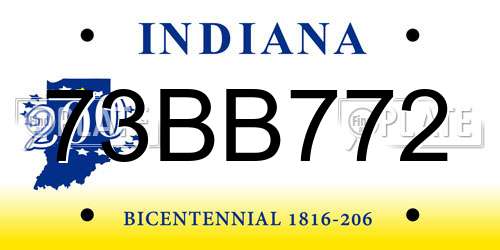 73BB772 Indiana License Plate