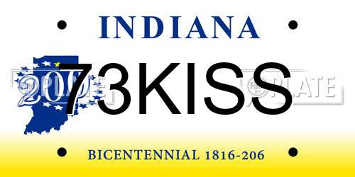 73KISS Indiana License Plate