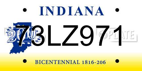 73LZ971 Indiana License Plate