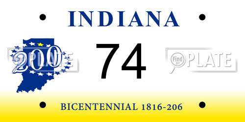 74 Indiana License Plate