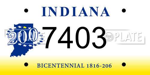 7403 Indiana License Plate