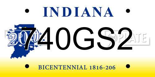 740GS2 Indiana License Plate