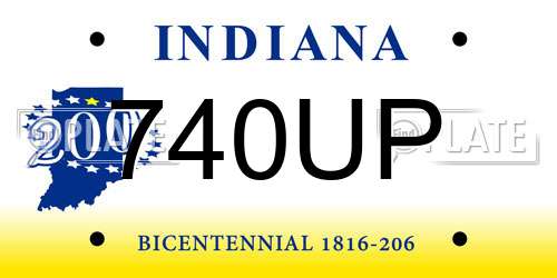 740UP Indiana License Plate