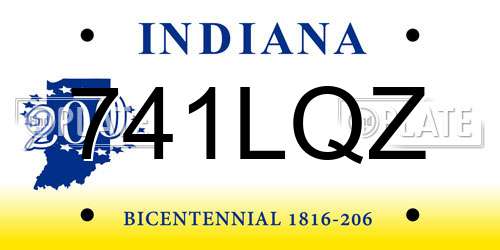 741LQZ Indiana License Plate