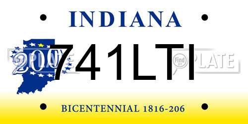 741LTI Indiana License Plate