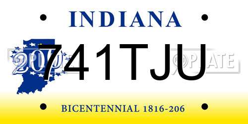 741TJU Indiana License Plate