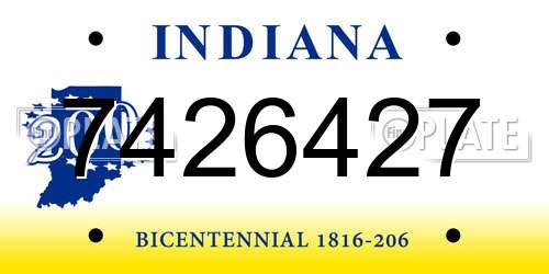 7426427 Indiana License Plate