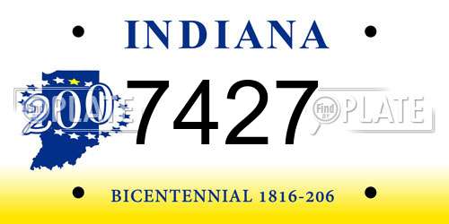 7427 Indiana License Plate